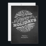 Handgeschriebene Chalkboard Happy Holidays 12x18 C Feiertagskarte<br><div class="desc">Die Weihnachtsgrüße (hier "Happy Holidays") werden auf dieser einzigartigen und trendigen Weihnachtskarte im Chalkboard-Stil präsentiert. Die handgeschriebene Typografie sieht aus wie Kreide an der Tafel, die kalkigen Weihnachtsbilder (Kiefernäste, Beeren) sind in einem dekorativen Kreismuster angeordnet. Sie können die Rückseite mit Ihren eigenen Namen und Nachrichten anpassen. Verfügbar mit passenden Produkten....</div>