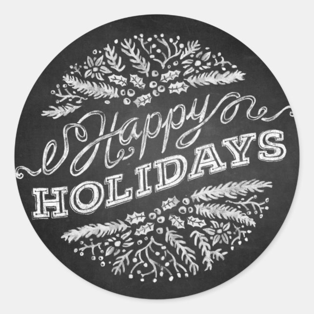 Handgeschriebene Chalkboard Happy Holidays Sticker (Vorderseite)