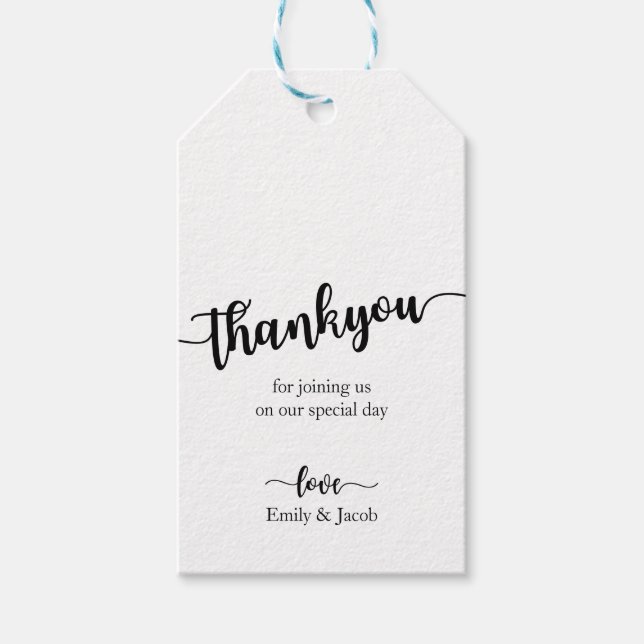 Handgeschriebene Chic Wedding Vielen Dank, dass Si Geschenkanhänger (Vorderseite)