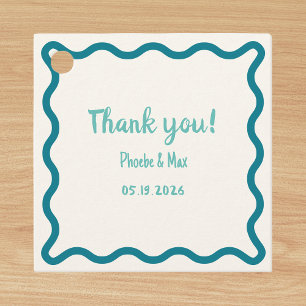 Handgeschriebene Coole Wavy Border Danke für Hochz Geschenkanhänger