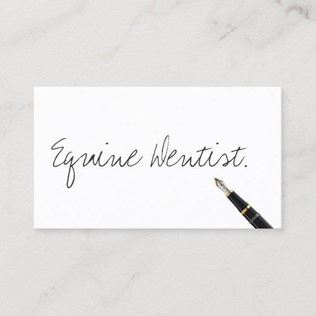 Handgeschriebene Equine Dentist Business Card Visitenkarte (Vorderseite)