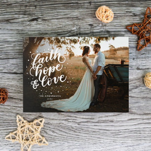 Handgeschriebene Faith, Hope, and Love Foto  Feiertagskarte