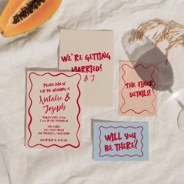 Handgeschriebene farbenfrohe knuddelige Retro Fett Einladung