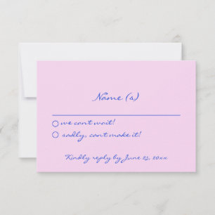 Handgeschriebene farbenfrohe Retro Funky Wedding D RSVP Karte