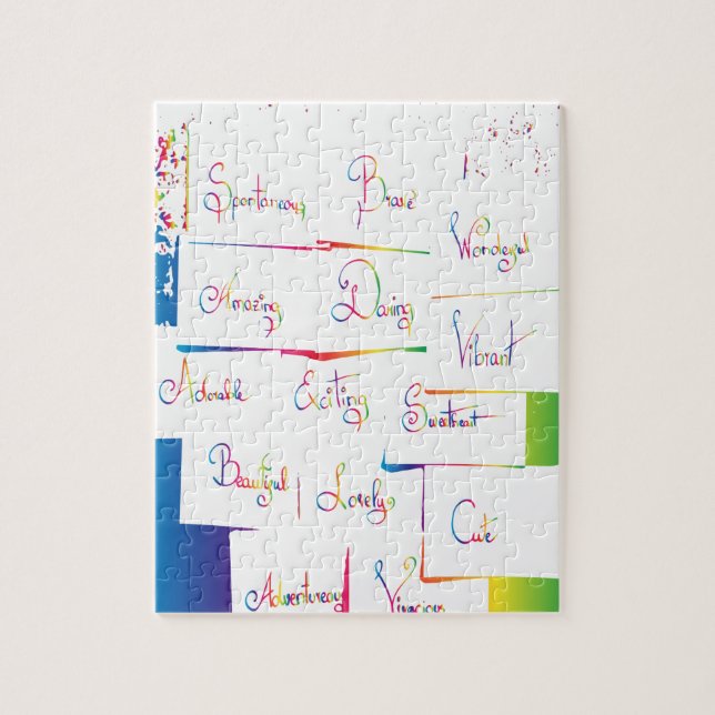 Handgeschriebene farbige positive Inspirationswört (Vertikal)