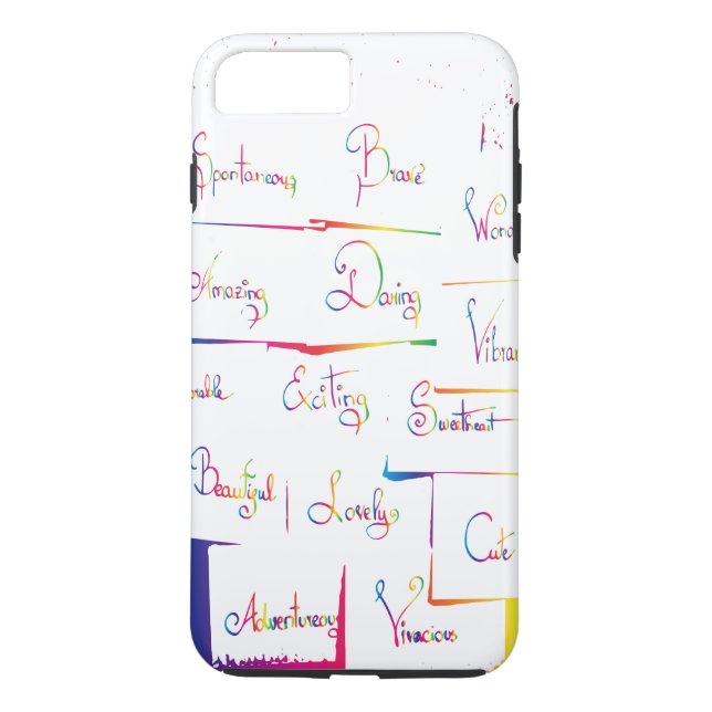 Handgeschriebene farbige positive Inspirationswört Case-Mate iPhone Hülle (Rückseite)