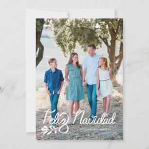 Handgeschriebene Feliz Navidad Foto Weihnachtskart Feiertagskarte