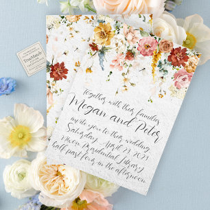 Handgeschriebene Florale Gartenhochzeit Einladung