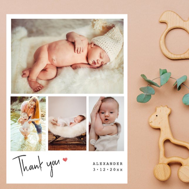 Handgeschriebene Foto Collage Baby Shower Vielen D Postkarte (Von Creator hochgeladen)