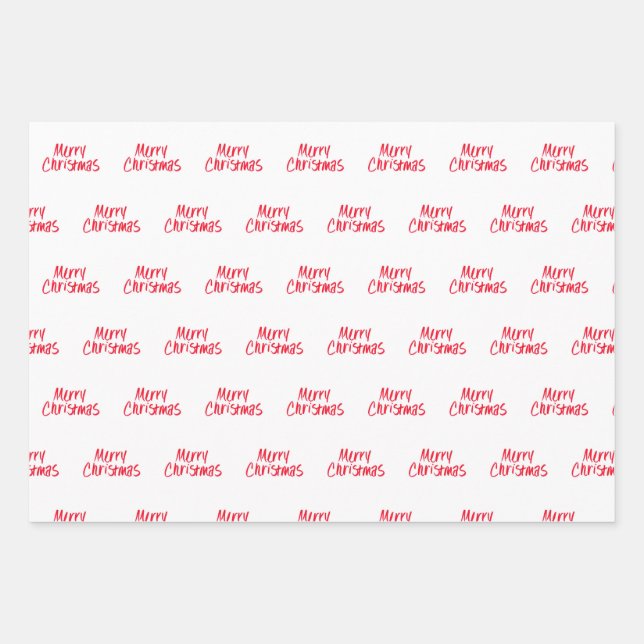 Handgeschriebene frohe Weihnachten in Rot Geschenkpapier Set (Vorderseite 3)