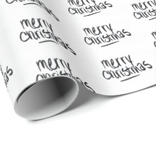 Handgeschriebene frohe Weihnachten in Schwarz Geschenkpapier