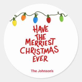 Handgeschriebene Frohe Weihnachten Rund Sticker