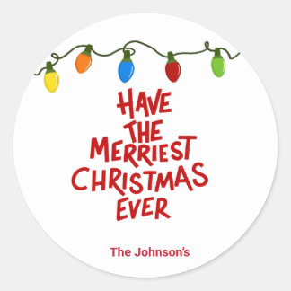 Handgeschriebene Frohe Weihnachten Rund Sticker