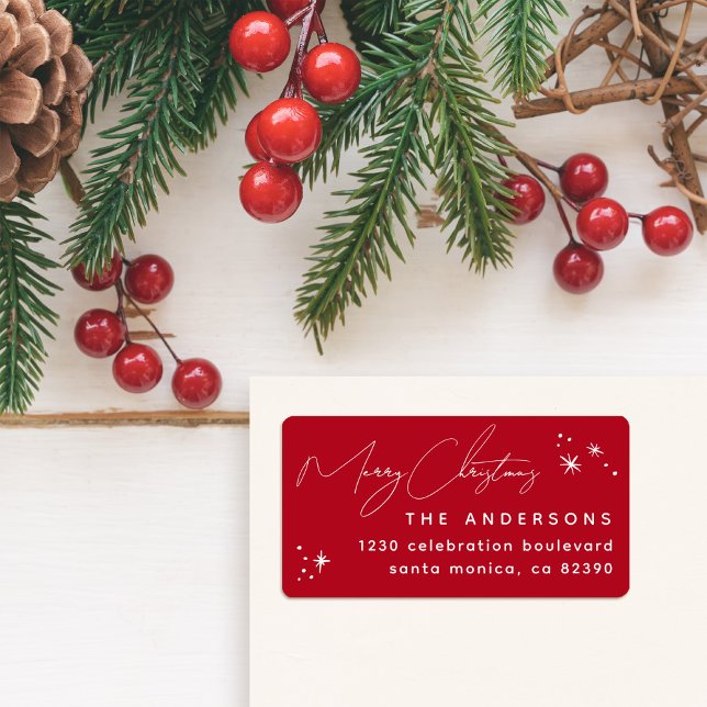 Handgeschriebene frohe Weihnachtsfamilie Rücksende Adressaufkleber (Von Creator hochgeladen)