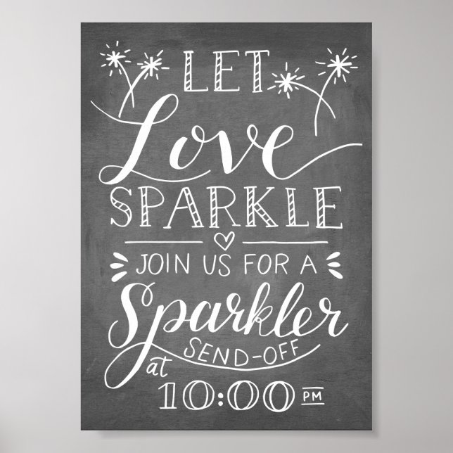 Handgeschriebene Gelassen Liebe Sparkle Sparkler S Poster (Vorne)