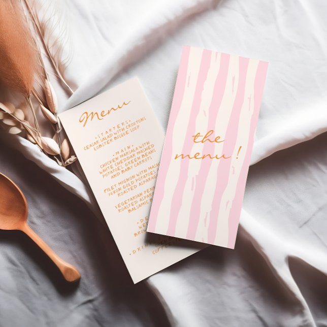 Handgeschriebene gestrichene farbenfrohe Pinstripe Menükarte (Von Creator hochgeladen)