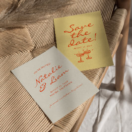 Handgeschriebene Gezeichnet bunt retro Fun Wedding Save The Date