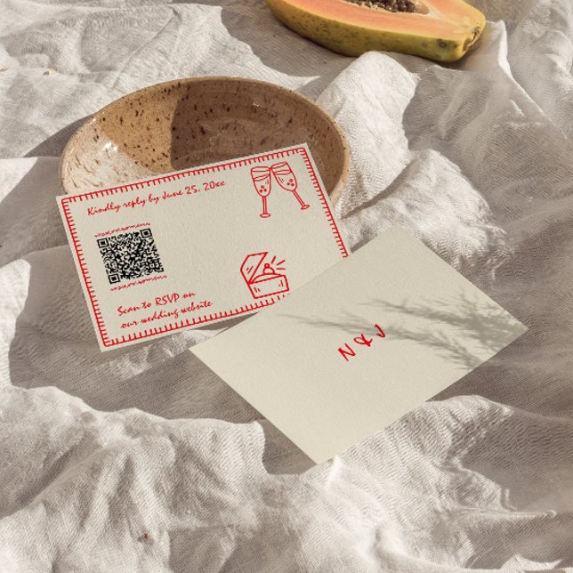 Handgeschriebene Gezeichnet einzigartige QR-Hochze RSVP Karte (Von Creator hochgeladen)