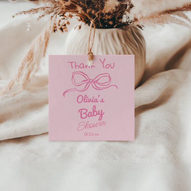 Handgeschriebene Gezeichnet Pink Bow Baby Girl Dus Geschenkanhänger (Von Creator hochgeladen)