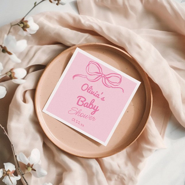 Handgeschriebene Gezeichnet Pink Bow Baby Girl Dus Serviette (Von Creator hochgeladen)