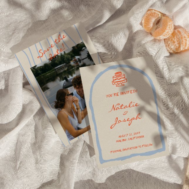 Handgeschriebene, Gezeichnet Retro Whimsical Weddi Save The Date (Von Creator hochgeladen)