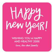 Handgeschriebene, glückliche New Year Stickers - P