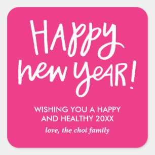 Handgeschriebene, glückliche New Year Stickers - P