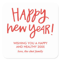 Handgeschriebene, glückliche New Year Stickers - R