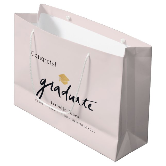 Handgeschriebene Graduiertenkopplung für Graduate  Große Geschenktüte (Vorderseite Schrägansicht)