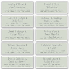 Handgeschriebene Green Wedding Guest Address Label