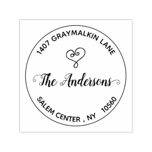 Handgeschriebene Herz-Rücksendeadresse Permastempel