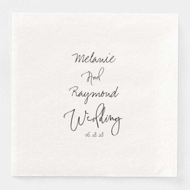 Handgeschriebene Hochzeit 8" Square Dinner Napkins Serviette (Vorderseite)