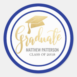 Handgeschriebene Imitate Gold Foil Graduate Hat Na Runder Aufkleber