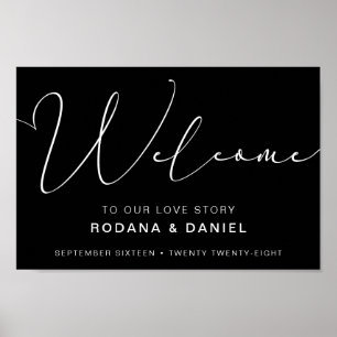 Handgeschriebene Kalligrafie Schwarzes Hochzeitssc Poster