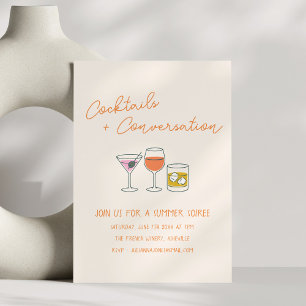Handgeschriebene Kritzeleien Cocktails Sommerparty Einladung