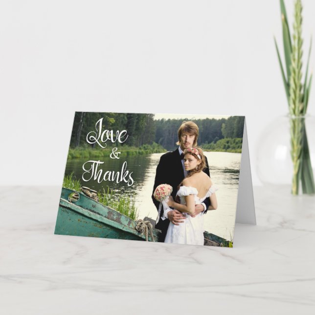 Handgeschriebene künstlerische 2-Foto Hochzeit Vie Karte (Vorderseite)