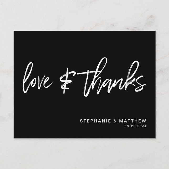 Handgeschriebene Liebe dank moderner Black Postcar Postkarte (Vorderseite)