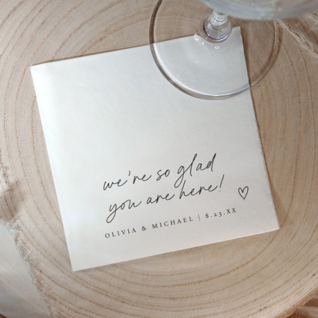 Handgeschriebene Liebe Serviette (Love note wedding napkins in modern handwriting with heart)