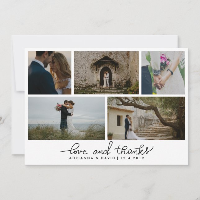 Handgeschriebene Liebe und Dank an Couple Foto Wed Dankeskarte (Vorderseite)