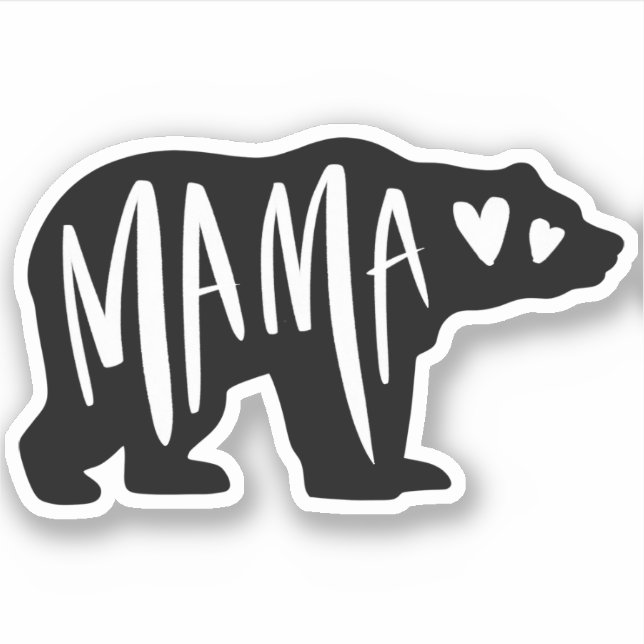 Handgeschriebene Mama & Bären-Silhouette Aufkleber (Vorderseite)