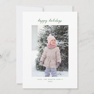Handgeschriebene minimalistische grüne Weihnachtsf Feiertagskarte