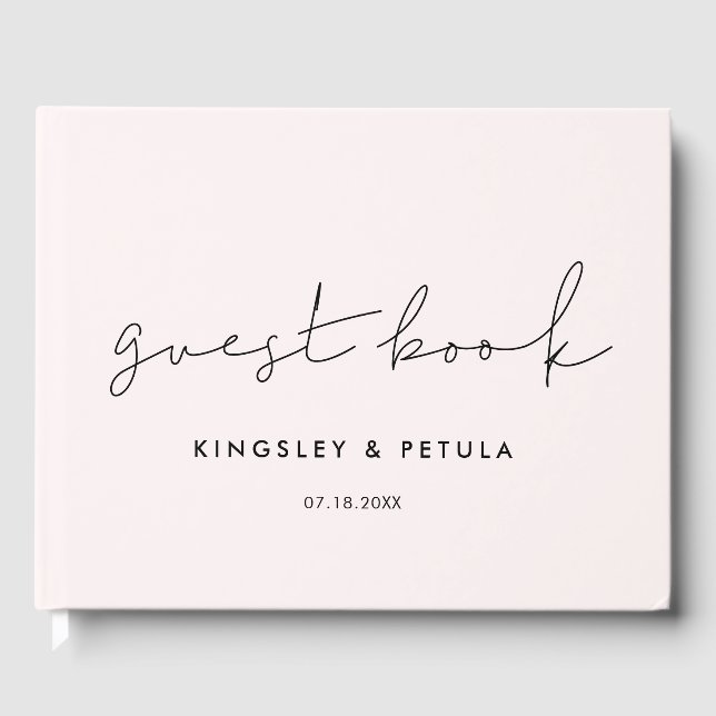 Handgeschriebene minimalistische Hochzeit Gästebuch (Vorderseite)