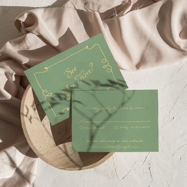 Handgeschriebene Minze Grün Retro Whimsical Weddin RSVP Karte (Von Creator hochgeladen)