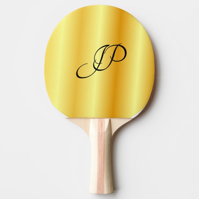 Handgeschriebene Mit Monogramm Imitate Gold Tischtennis Schläger (Vorderseite)