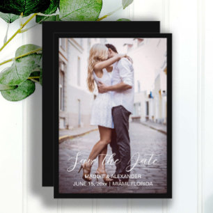 Handgeschriebene moderne Hochzeits-Engagement-Foto Save The Date