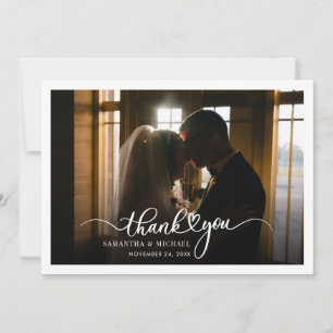 Handgeschriebene moderne Schrift Hochzeitspaar Fot Dankeskarte