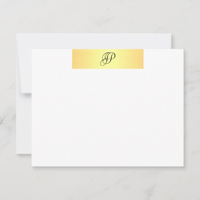 Handgeschriebene Monogram Name Imitate Gold Elegan Mitteilungskarte (Vorderseite)