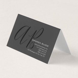 Handgeschriebene Monogramm individuell Grau Schwar Visitenkarten