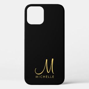 Handgeschriebene Monogrammnamen Schwarz und Gold,  Case-Mate iPhone Hülle
