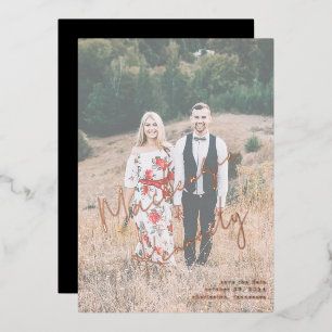Handgeschriebene Namen Foto Gold Foil Save the Dat Folieneinladung